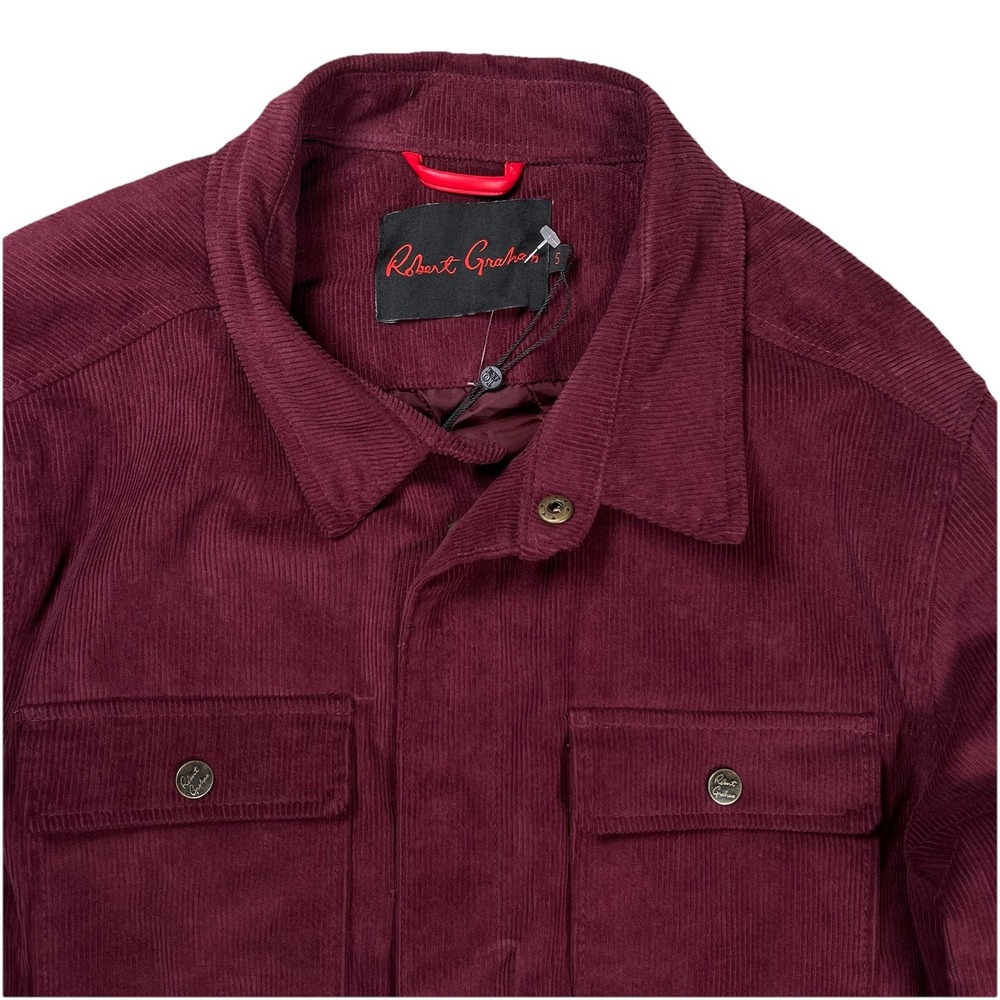 New Robert Graham Corduroy Shirt Jacket Mens Small Burgundy Quilted Chore NWT